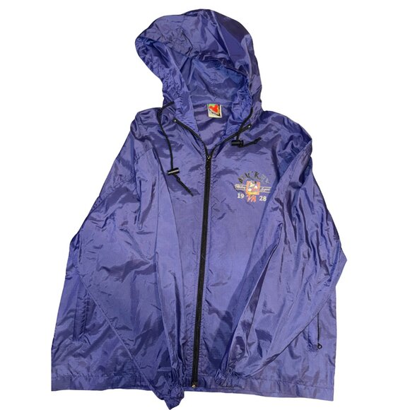 XL Disney Mickey Mouse Windbreaker Jacket Blue Zip Front Vintage Style - Picture 3 of 4